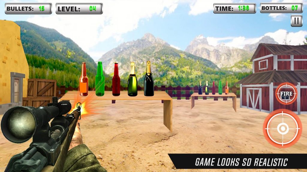 Bottle shooting game 3D sniper